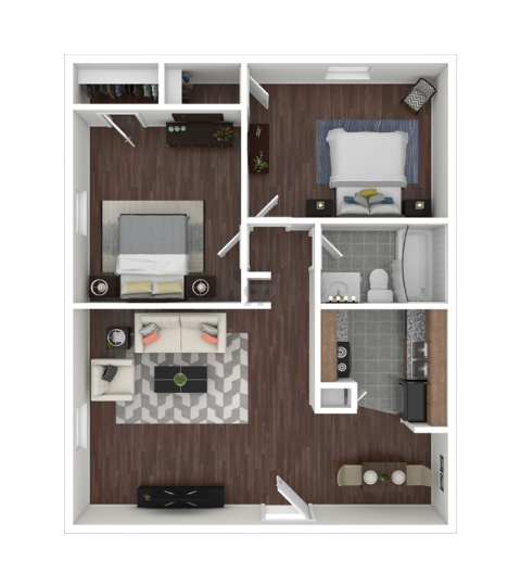 a floor plan of a two bedroom apartment at The Las Palmas